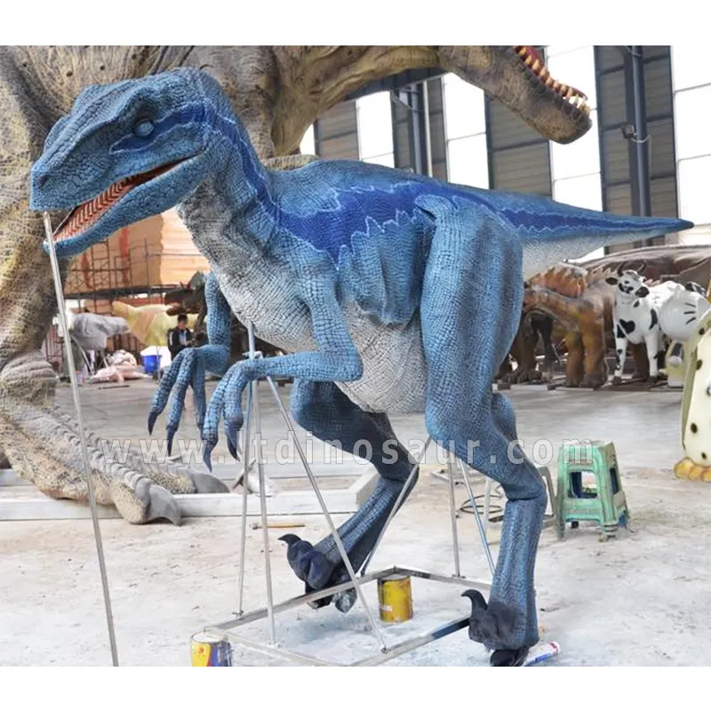 Setelan Raptor seperti hidup animasi Jurassic World Zigong kostum dinosaurus realistis Walking Professional