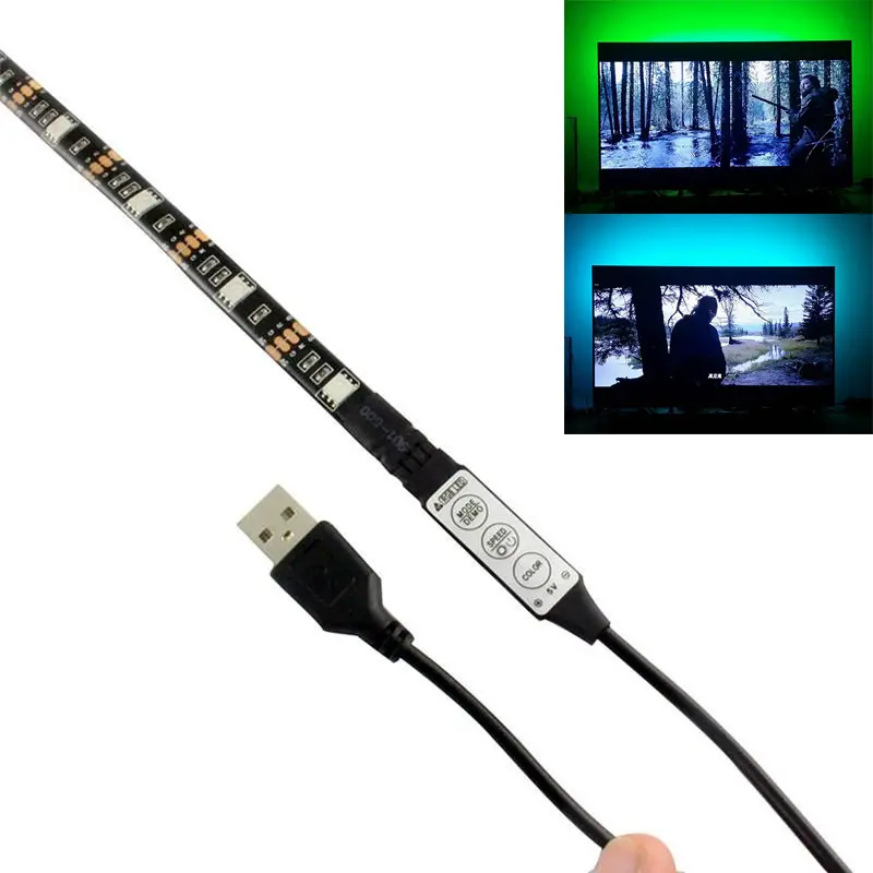 Изменение цвета синхронизации музыки светодиодный шнур свет USB подключение Гибкая полоса ТВ ПОДСВЕТКА