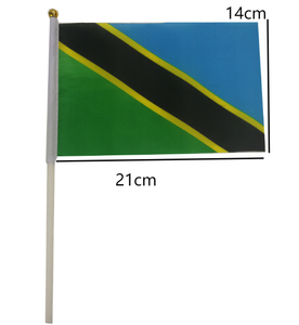 Produit publicitaire 14*21cm petit drapeau à main agitant les drapeaux tanzaniens électoraux avec poteau <span class=keywords><strong>en</strong></span> plastique - Product Image 6