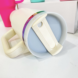 20 pacchetto USA magazzino rivestito in polvere 40oz arcobaleno placcato in acciaio inox Tumbler con manico e coperchio di paglia per incisione Laser - Product Image 6