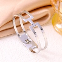 Bracelet manchette en acier inoxydable en forme de H, design de luxe, or et argent, bijoux d'anniversaire pour femme