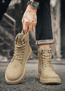 BAEWOON SJ02 Nouvelles Bottes <span class=keywords><strong>Martin</strong></span> Montantes pour Hommes Automne – Chaussures de Travail Tendance et Polyvalentes à Semelle Épaisse en Cuir – Bottes Décontractées en Cuir - Product Image 5