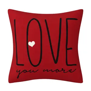 Red Valentine's Day Pillow Cover Living Room Decor Letter Pillow Cover Sofa Bedroom Cushion Cover Without Pillow Insert