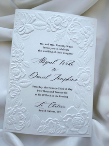 แผ่นพิมพ์ลายนูนแบบสั่งทำพื้นผิวกระดาษคอตตอนการ์ดเชิญงานแต่งงาน - Product Image 3