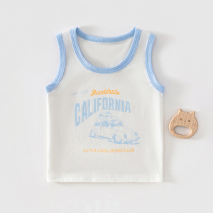 Gilet sans manches pour bébé, haut d'été unisexe en coton respirant avec imprimé voiture de Californie - Product Image 1
