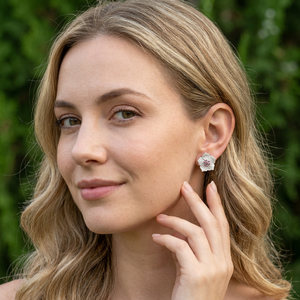 Natural Rhodolite Floral Stud <b>Earrings</b> 925 Sterling <b>Silver</b> Handmade Fine Gemstone Jewelry Wholesale Supplier - Product Image 3