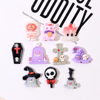 Breloques fantômes d'Halloween en résine, accessoires DIY, fournitures artisanales pour coques de téléphone, pinces à cheveux, breloques pour chaussures