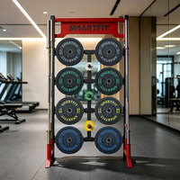SMARTFIT Disques de musculation en caoutchouc granulé haute température avec rebord surélevé, logo personnalisé, pour usage en salle de sport