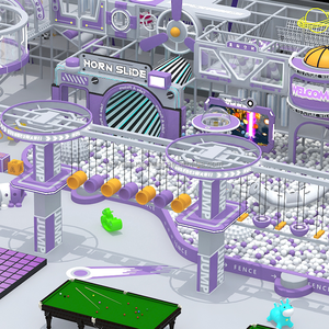 Parque Infantil Comercial Interior de Plástico con Casa de Brinco, Piscina de Pelotas, Trampolín y Red de Protección - Product Image 4
