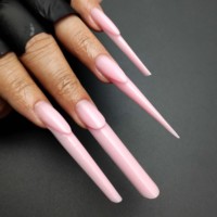 Formes doubles carrées allongées pour extensions d'ongles en acrylique, style French, avec logo personnalisé, double haute qualité
