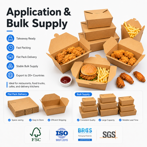 Scatole per Alimenti da Asporto in Carta Kraft Marrone Riciclabile, Adatte al Microonde, Contenitori per Fast Food, Lunch <span class=keywords><strong>Box</strong></span> - Product Image 6
