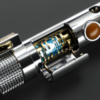 Sable de luz de Anakin Skywalker EP3 con cámara de cristal giratoria, Neopixel, Smooth Swing, Proffie, empuñadura metálica, espada láser coleccionable
