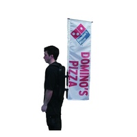 Drapeau publicitaire personnalisé en polyester pour sac à dos, mât en aluminium, OEM pour les détaillants