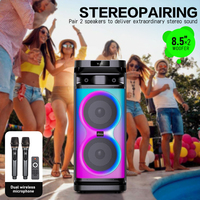Altavoz de Karaoke Bluetooth con Micrófono, Altavoz para Fiestas al Aire Libre, Altavoz de Karaoke Dual de 8 Pulgadas con Micrófono y Bluetooth