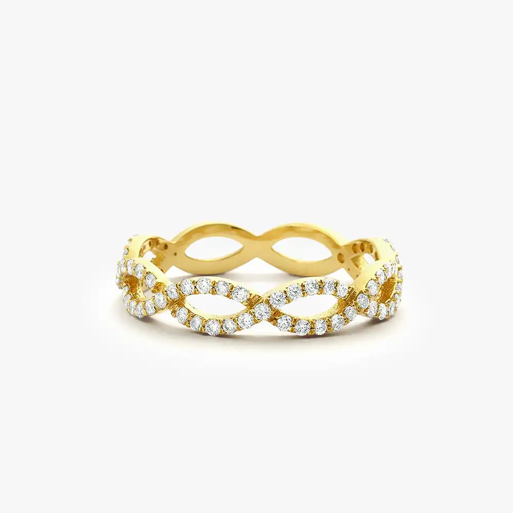 VLOVE sampel cincin pertunangan berlian perhiasan 9k 10k 14k 18k emas mikro Pave Set berlian cincin tak terbatas berlian perhiasan berlian