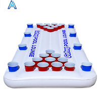 PVC gonflable bière-pong radeau pour piscine d'été flotteur d'eau tapis d'air chaise longue lit d'eau avec porte-gobelet bouteille plateau jouet