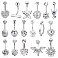 Shuangshuo Vente en gros de piercings de nombril en acier inoxydable, style simple, avec zircon, bijoux de corps