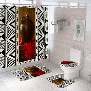 Juego de Cortinas de Ducha con Temática Étnica Africana, de Poliéster, Impermeables, Resistentes al Moho, Lavables a Máquina, para Baño, Venta al Por Mayor - Product Image 3