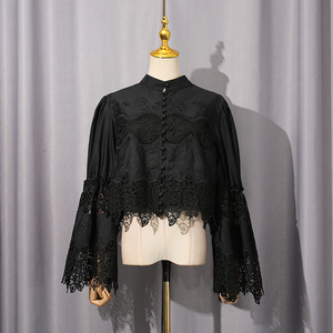 مزاجه الفرنسية طويلة الدانتيل فساتين أحادية الصدر دعوى الخريف موضة جديدة أنيقة مجمعة من قطعتين بدلة نسائية - Product Image 6