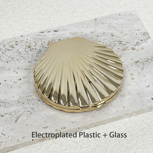 Vỏ hình mạ điện nhựa nhỏ gọn gương bạc và vàng hai mặt 1X/2X gấp Gương trang điểm - Product Image 3