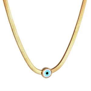 Dainty Devil's Eye Stainless Steel Link <b>Chain</b> Demon Eyes Charm Clavicle Necklace for Women Party Occasion - Product Image 2