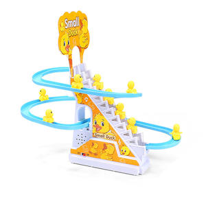 인기있는 등반 계단 장난감 롤러 코스터 전기 트랙 슬라이드 빛과 음악 오리 경쟁 장난감 - Product Image 2