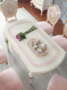 Tavolo da pranzo 6 posti colore bianco e <span class=keywords><strong>rosa</strong></span> <span class=keywords><strong>mobili</strong></span> per sala da pranzo <span class=keywords><strong>mobili</strong></span> per la casa <span class=keywords><strong>mobili</strong></span> <span class=keywords><strong>di</strong></span> lusso antichi <span class=keywords><strong>in</strong></span> <span class=keywords><strong>legno</strong></span> massello - Product Image 4