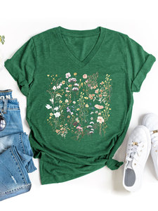 Top Corto a <span class=keywords><strong>Mezza</strong></span> <span class=keywords><strong>Manica</strong></span> per <span class=keywords><strong>Donna</strong></span>, T-shirt Casual Autunnale in Stile Bohémien, Tessuto in Bambù con Ricami Floreali e Paillettes, Traspirante - Product Image 2