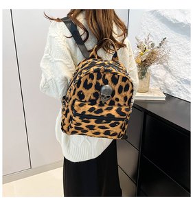 Fashion Y2K Skull <strong>Leopard</strong> <strong>Backpack</strong> Female New Fall and Winter Commuting Travel Small <strong>Backpack</strong> - Product Image 3