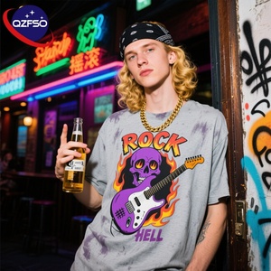 QZFSO impression personnalisée de haute qualité 100% coton T-shirt lourd Street Wear unisexe goutte épaule imprimé T-shirt graphique T-shirt - Product Image 1
