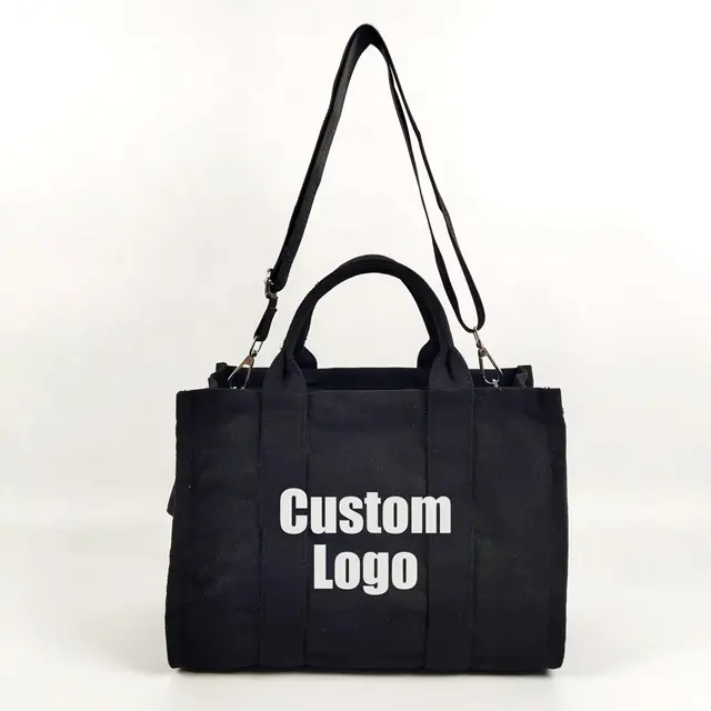 Bolso de hombro largo con logotipo personalizado, bolso de mano de moda, bolso de mensajero de lona de alta calidad con cremallera