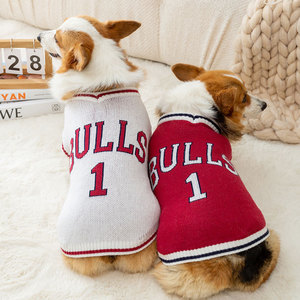 Automne hiver chien vêtements <span class=keywords><strong>Corgi</strong></span> mode basket-ball sport gilet pull Polyester animal de compagnie petit moyen teckels imprimé classique XXL - Product Image 2