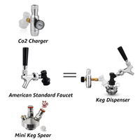 Kit de fût à bière miniature de 5 L, fût à bière pressurisé portable avec robinet à pression et chargeur de CO2 premium