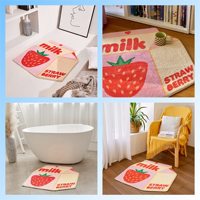 Tapis de porte pour la décoration de chambre, tapis de salle de bain antidérapant super absorbant, tapis mignon rose fraise lait pour salle de bain