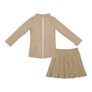 Nessuna tariffa contattaci GLD1381 RTS Boutique occidentale abbigliamento Yoga con cerniera kaki <span class=keywords><strong>manica</strong></span> <span class=keywords><strong>lunga</strong></span> con gonne set abbigliamento ragazza atletica - Product Image 1