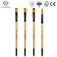 Lot de 4 pinceaux écologiques en poils synthétiques pour artistes, à têtes plates, rondes, angulaires et en forme de filbert, pour peinture acrylique et aquarelle