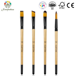 Juego de 4 Pinceles de Pelo Sintético Ecológico para Acuarela, Pincel Plano, Redondo, Angular y de Cabeza Filbert para Pintura Acrílica - Product Image 1