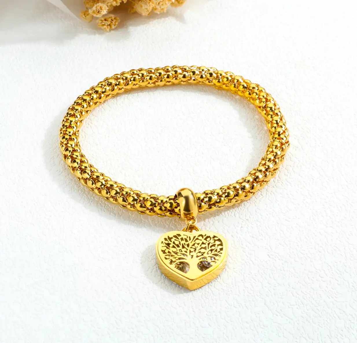 Accessori donna Love Heart Charm bracciale in acciaio inossidabile placcato oro