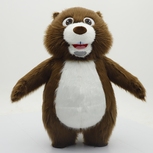 Costume <span class=keywords><strong>de</strong></span> mascotte gonflable en fourrure longue et moelleuse, <span class=keywords><strong>castor</strong></span> brun, 2,2 m, tenue réaliste d'animal <span class=keywords><strong>de</strong></span> rivière pour fête <span class=keywords><strong>de</strong></span> carnaval et cosplay - Product Image 1