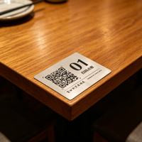 Plaque de table personnalisée en acier inoxydable avec code QR, pour restaurant, café, identification, commande, gravée