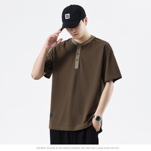 Camisetas de Hombre Personalizadas 100% Algodón, Cuello en V, Manga Corta, con Botones y Bolsillo, Estilo Urbano, Antiarrugas, de Secado Rápido y Transpirables - Product Image 6