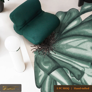 Tapis de forme irrégulière en algues marines LandScopeTech, 13 mm, tissé à la main, laine de Nouvelle-Zélande, soie de bambou, tapis de luxe, respectueux de l'environnement - Product Image 3