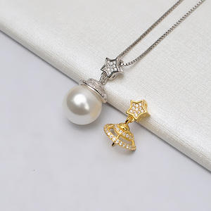 S925 Silver DIY Jewelry Accessories Big Baotou Pendant 11-13 <b>Pearl</b> Pendant Empty Tray Trendy 778 Semi-Finished for <b>Loose</b> <b>Pearls</b> - Product Image 1