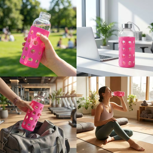 Manchons en silicone OKSILICONE pour bouteilles d'eau en verre, protection antidérapante pour contenants de boissons, protège-biberon personnalisé - Product Image 2