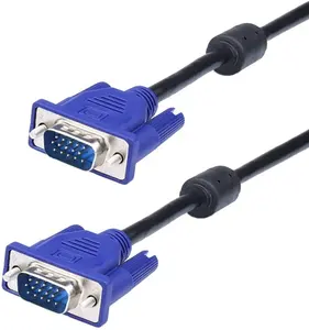 VGA SVGA HD15 Male To Male Video Coaxial Kabel Monitor dengan Ferrite Core Berlapis Emas Konektor Mendukung 1080P Full HD untuk Proje