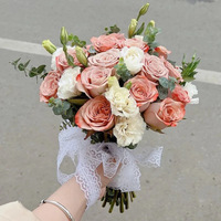 Bouquet de roses artificielles en soie, fausses roses blanches en gros, 15-20 branches, pour décoration de table de mariage, centre de table, vente en gros