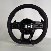 Poignée en cuir noir avec volant de voiture de Modification de trou complet pour Mercedes Benz C GLC E S CLS AMG