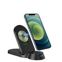 Support de chargeur sans fil magnétique 3-en-1 pliable 15W avec verre 2.5D et logo lumineux personnalisé pour téléphone, montre et écouteurs – Idéal pour le bureau et les voyages