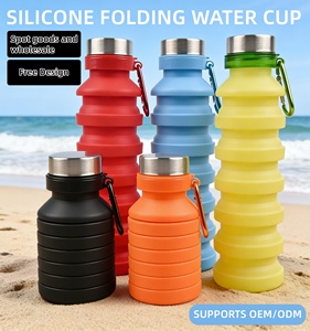 Bouteille d'eau réutilisable en silicone de qualité alimentaire, gobelet pliable en silicone souple, gobelet d'eau en silicone pour la gym et les voyages - Product Image 1