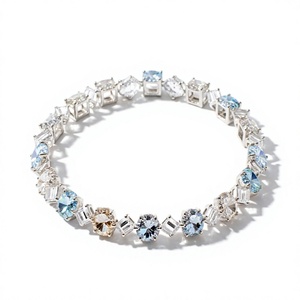 Bracelet tennis Zuanfa VVS Moissanite plaqué or, coupe brillante ronde 8 mm, argent 925, pour femme - Product Image 3